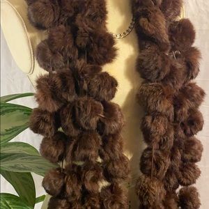 Real Fur Genuine Rabbit Poof Puff Bobble Scarf